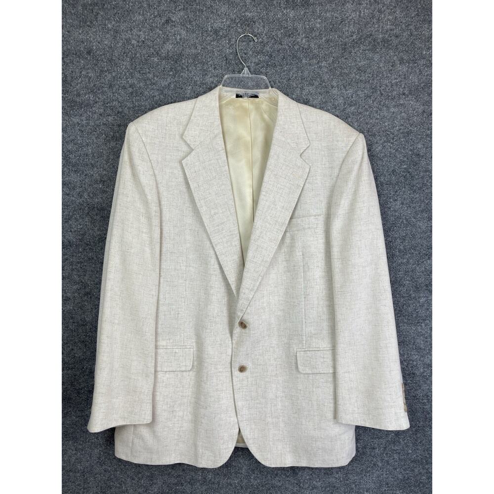 Savile Row Men's Blazer Sportscoat 44R Linen Blend Cream Color Beach‎